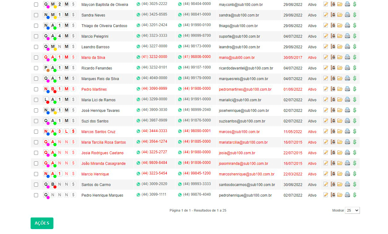 Tela: Gestão de Leads Tela: Gestão de Leads
