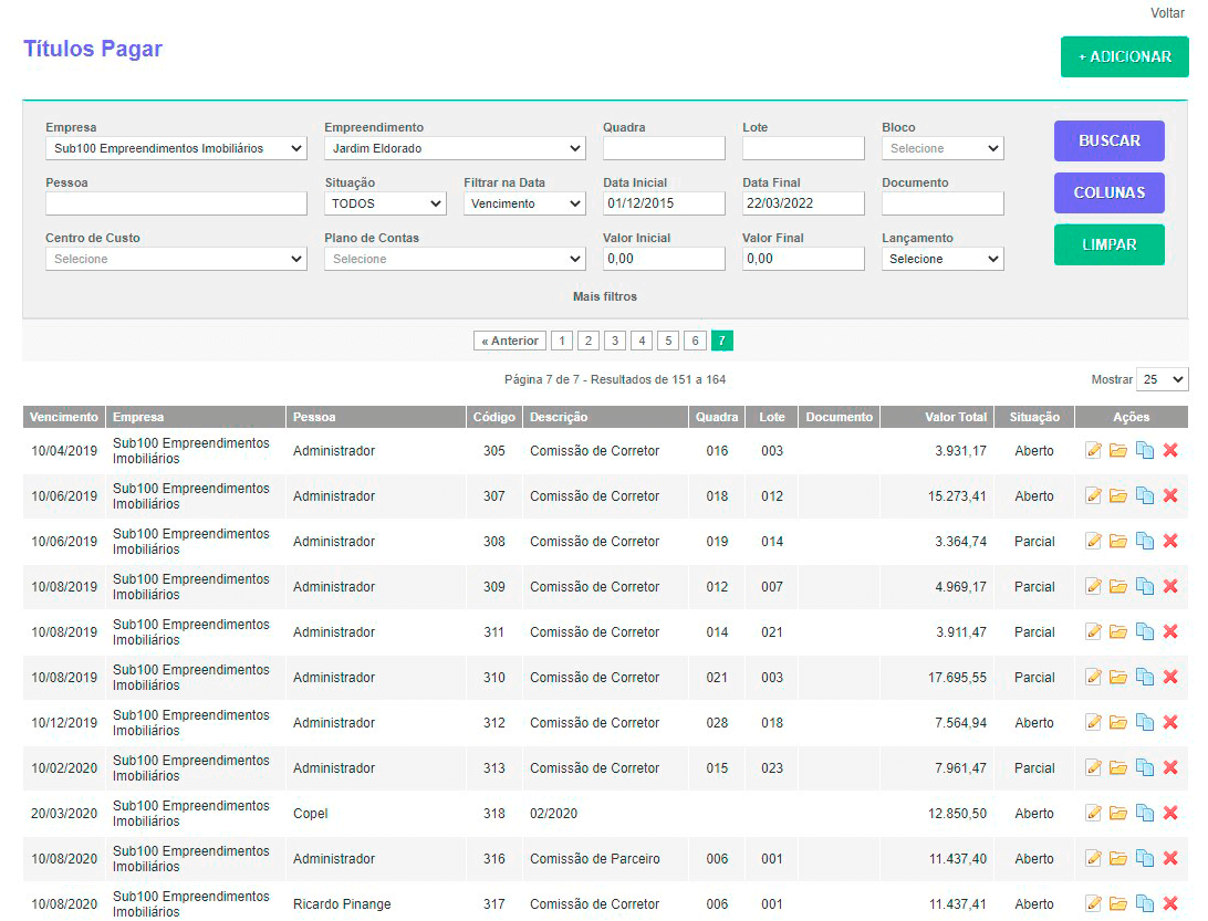 Tela: Títulos a Pagar Tela: Títulos a Pagar