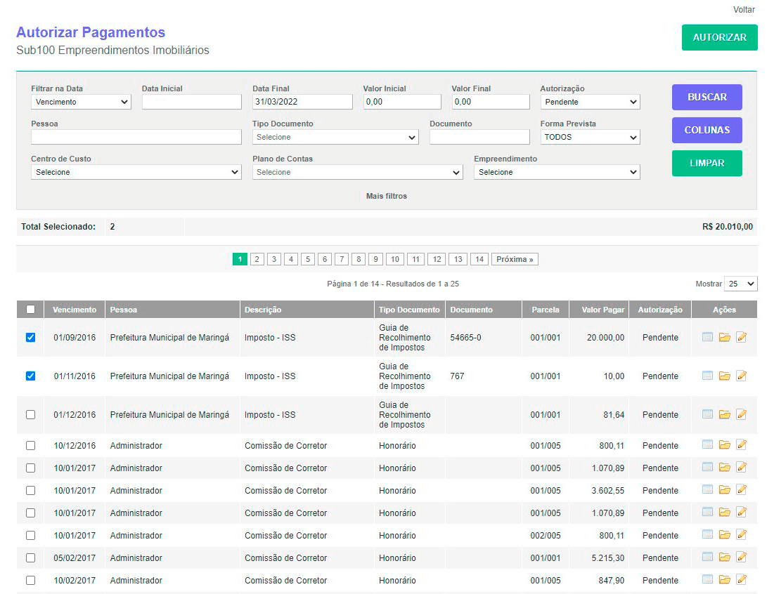 Tela: Títulos a Pagar Tela: Títulos a Pagar