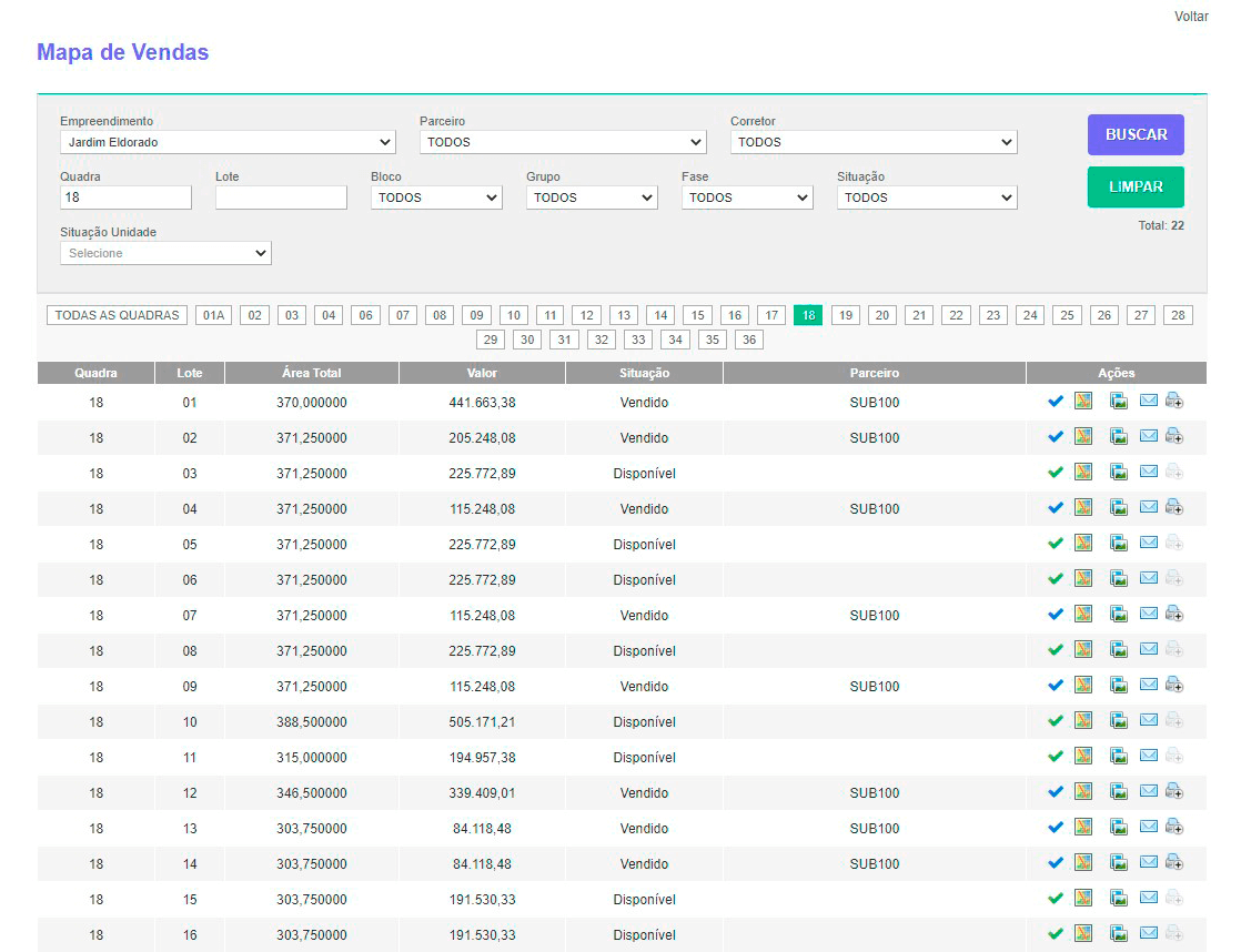 Tela: Empreendimentos Tela: Empreendimentos