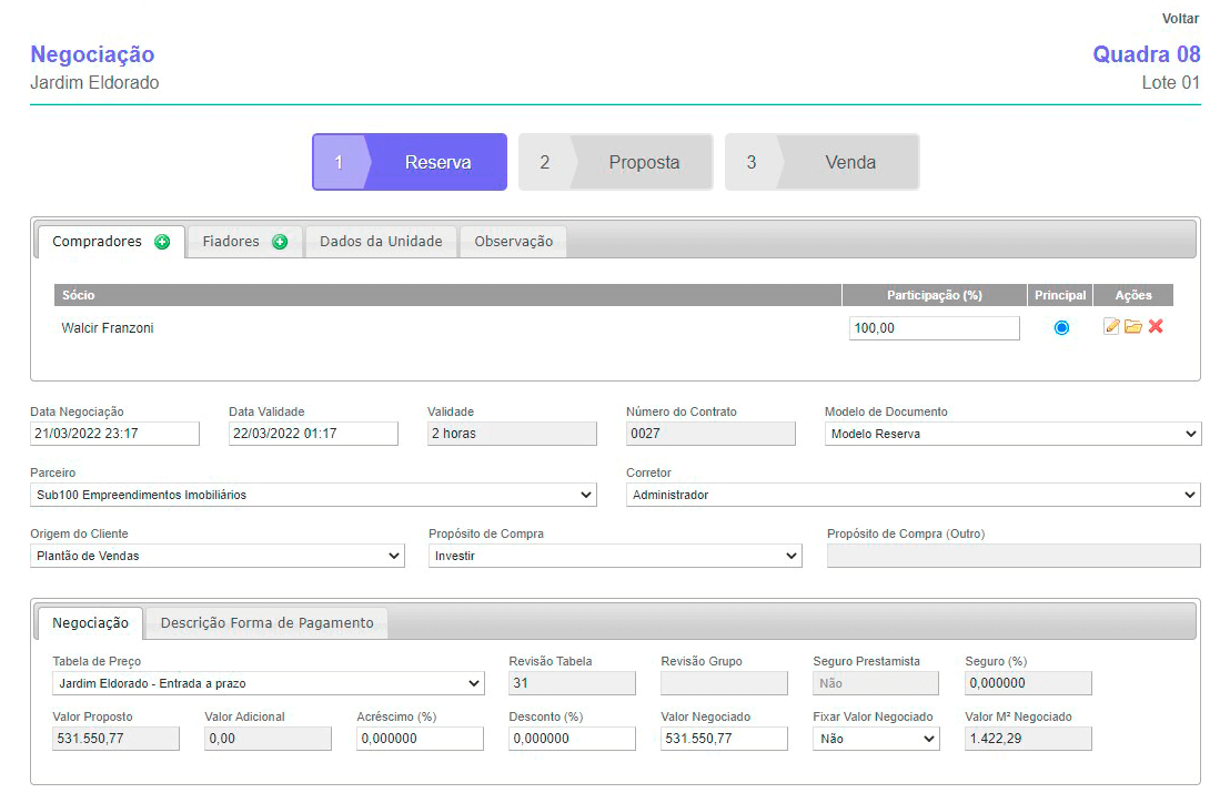 Tela: Reserva Tela: Reserva