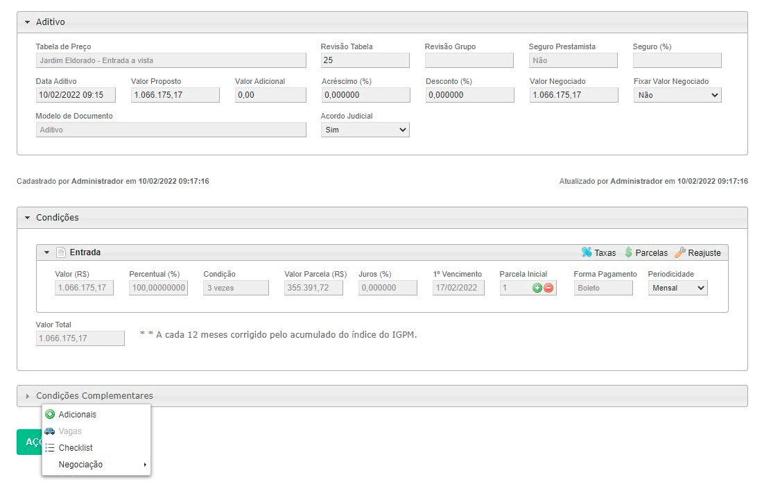Tela: Tela: Aditivo de contratos Tela: Aditivo de contratos
