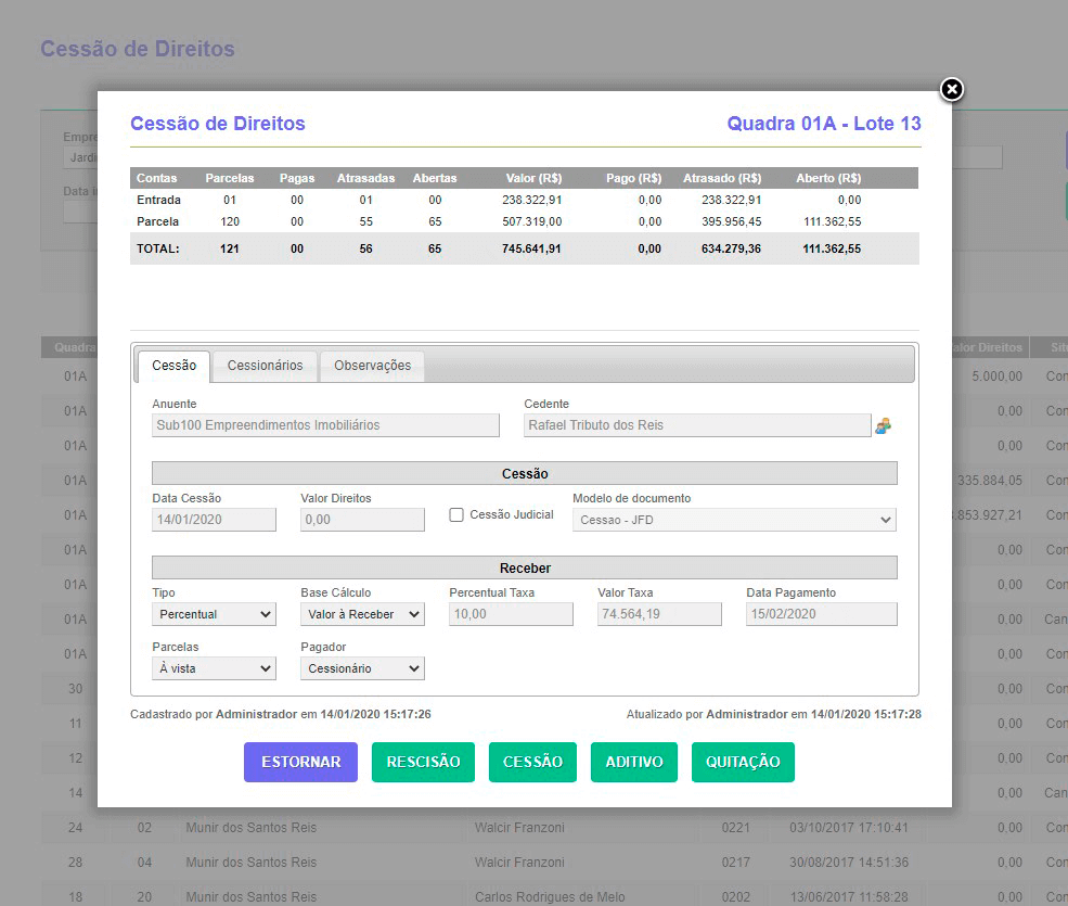 Tela: Tela: Cessão Tela: Cessão
