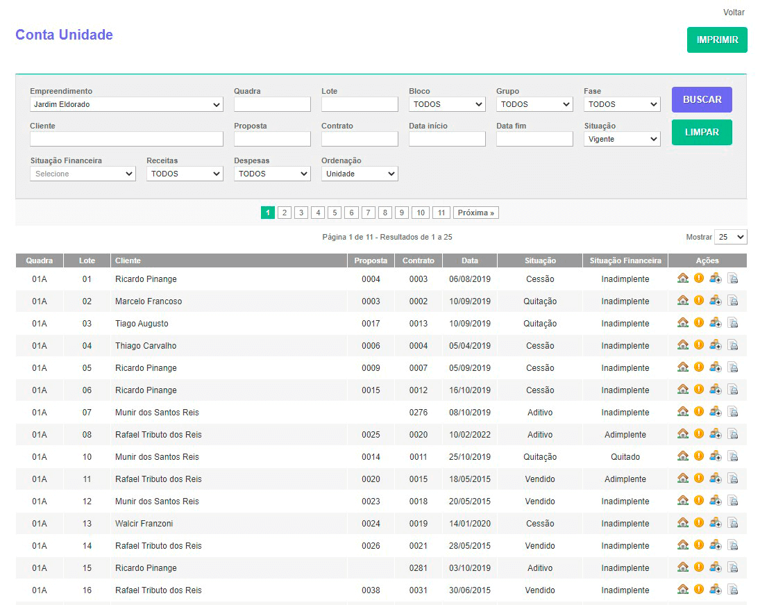 Tela: Tela: Conta Unidade Tela: Conta Unidade
