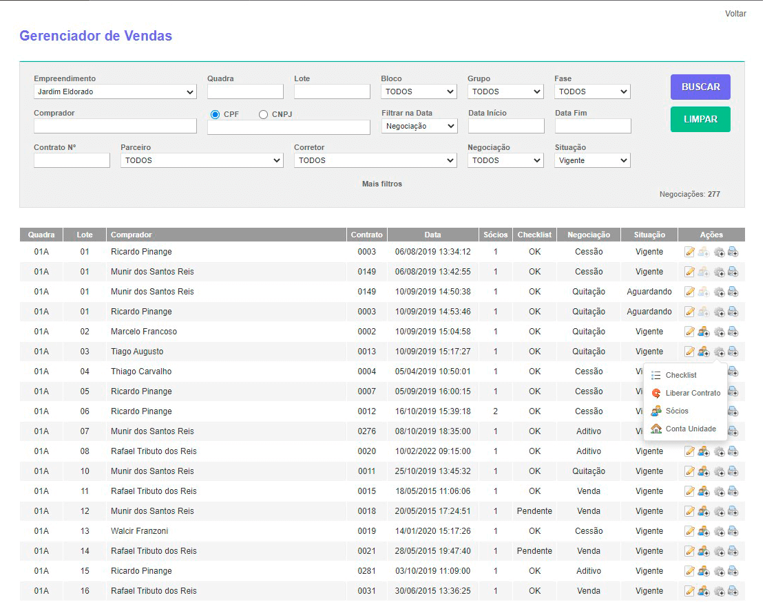 Tela: Tela: Gerenciador de Vendas Tela: Gerenciador de Vendas